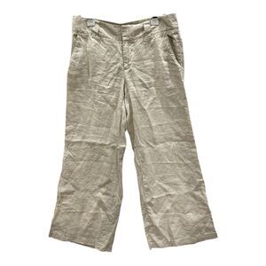 LONDONJEAN Wide Leg Linen Pants in Light Beige